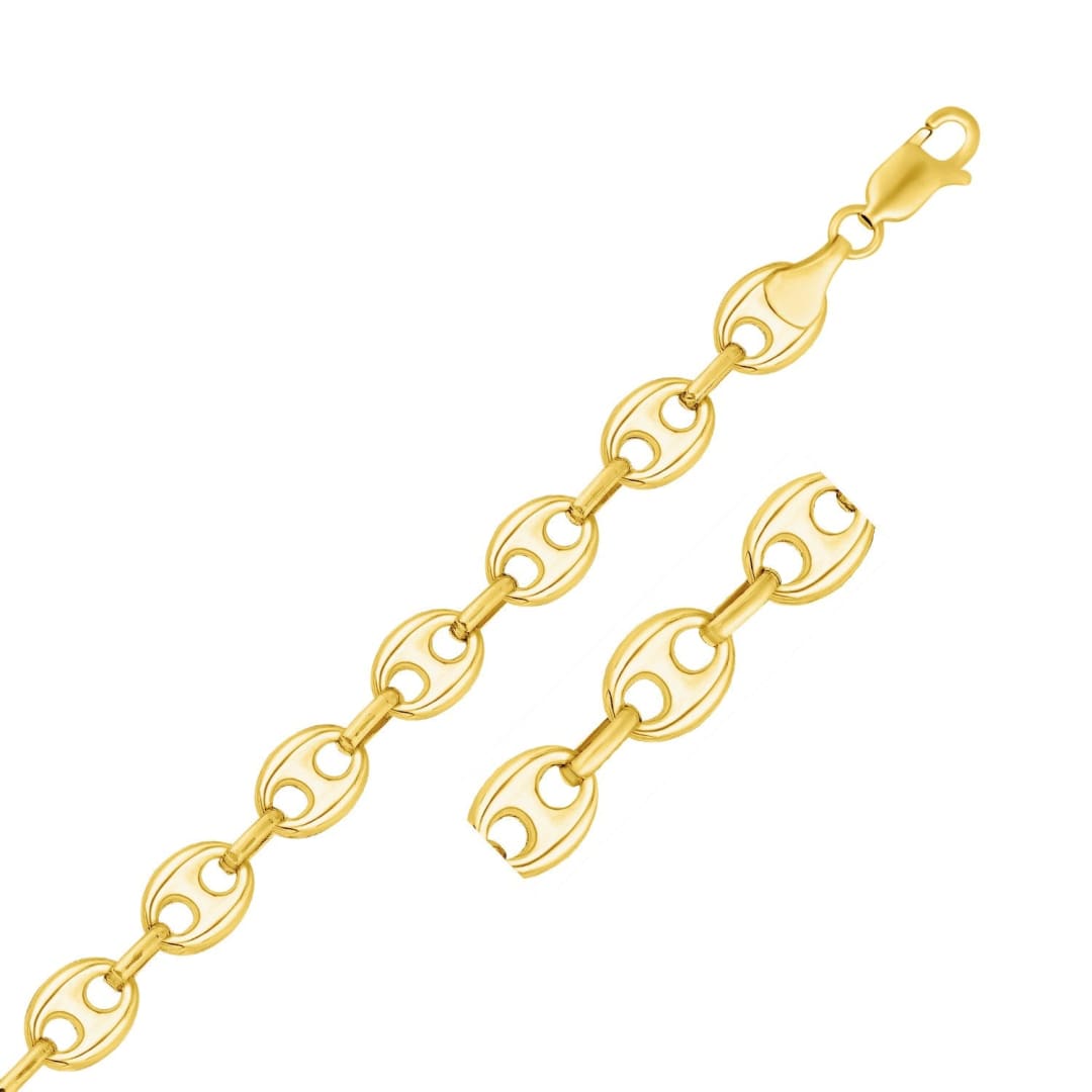 11.0mm 14k Yellow Gold Puffed Mariner Link Bracelet | Richard Cannon Jewelry