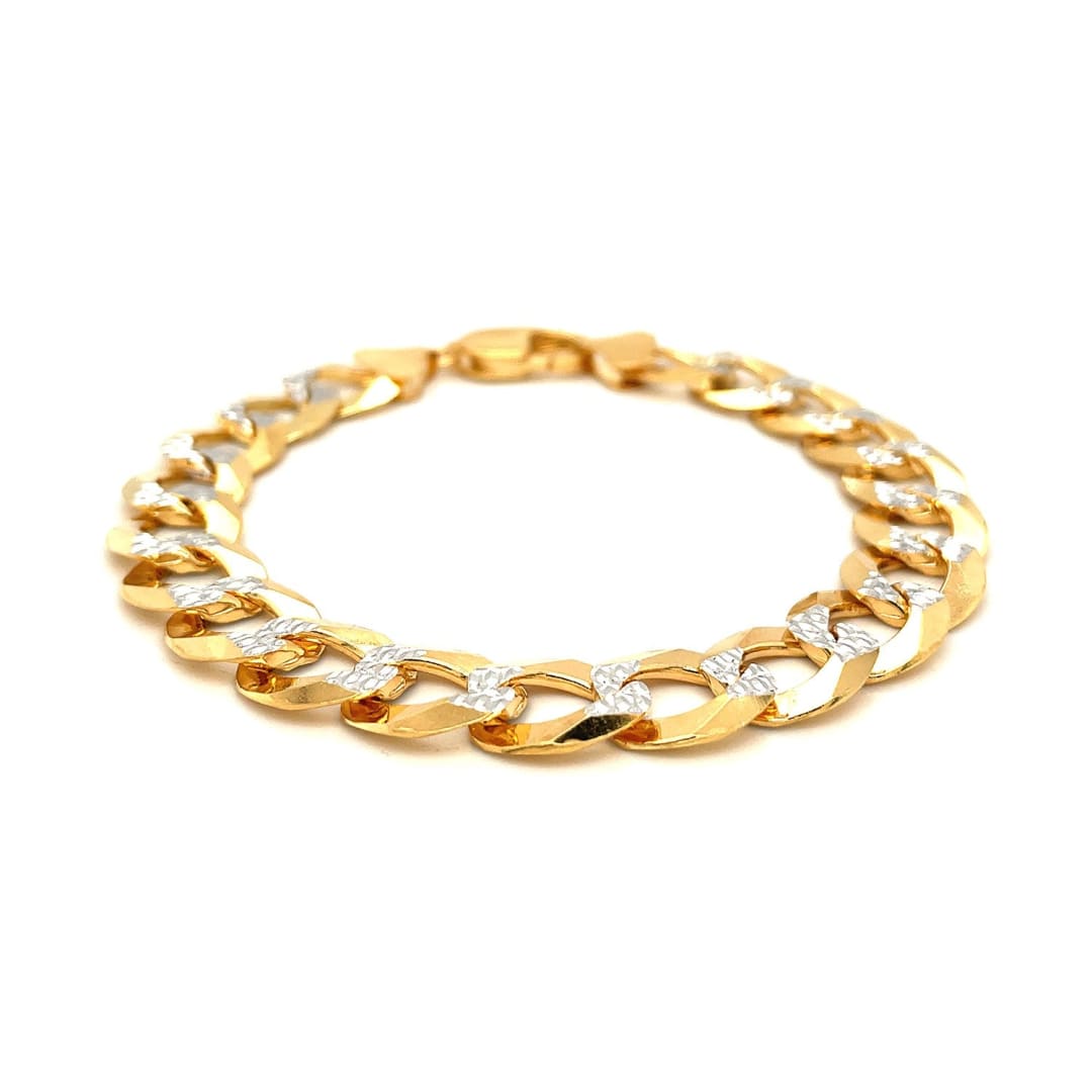 12.18 mm 14k Two Tone Gold Pave Curb Bracelet | Richard Cannon Jewelry