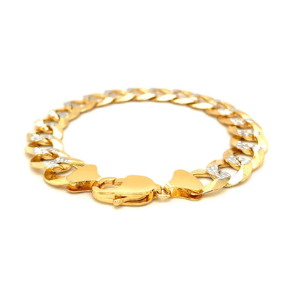 12.18 mm 14k Two Tone Gold Pave Curb Bracelet | Richard Cannon Jewelry