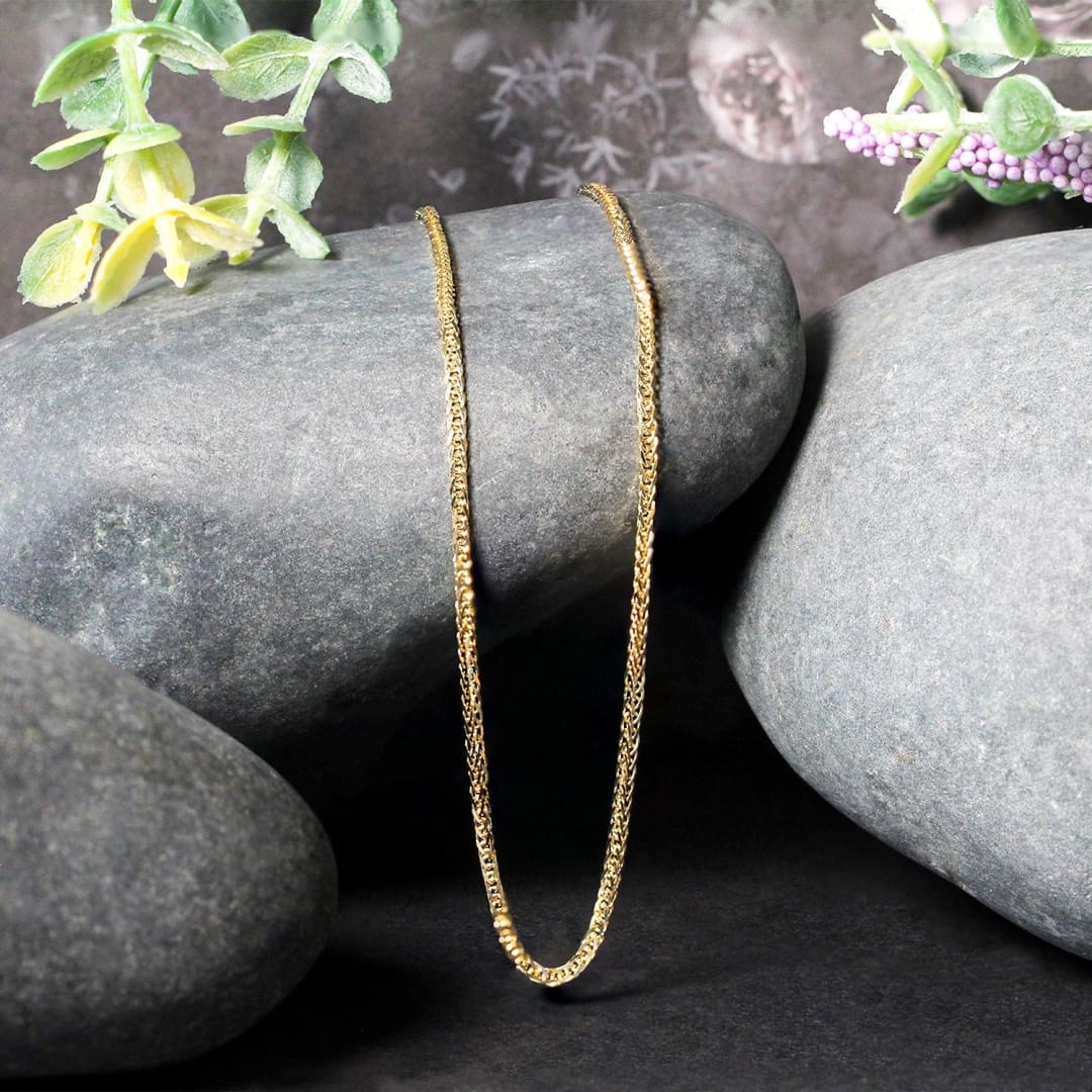 14k 1.8mm Yellow Gold Square Wheat Chain | Richard Cannon Jewelry
