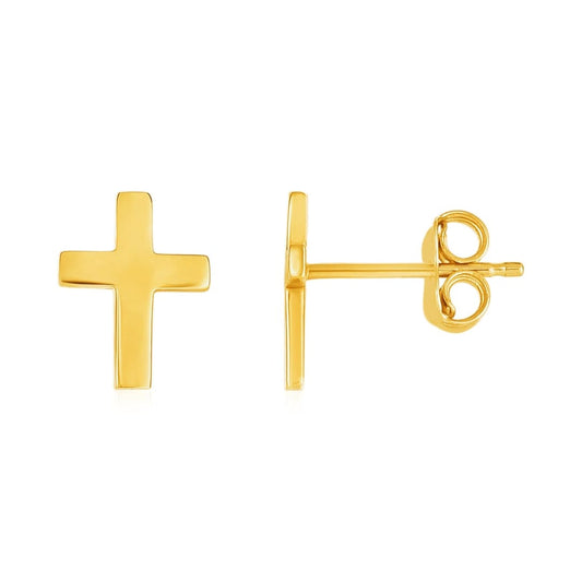 14k Cross Yellow Gold Post Earrings | Richard Cannon Jewelry