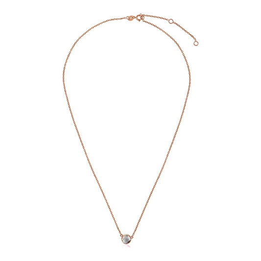 14k Rose Gold 17 inch Necklace with Round White Topaz | Richard Cannon Jewelry