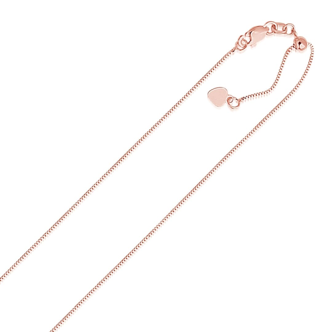 14k Rose Gold Adjustable Box Chain 0.7mm | Richard Cannon Jewelry