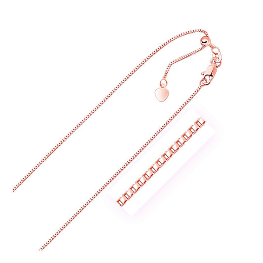 14k Rose Gold Adjustable Box Chain 0.85mm | Richard Cannon Jewelry