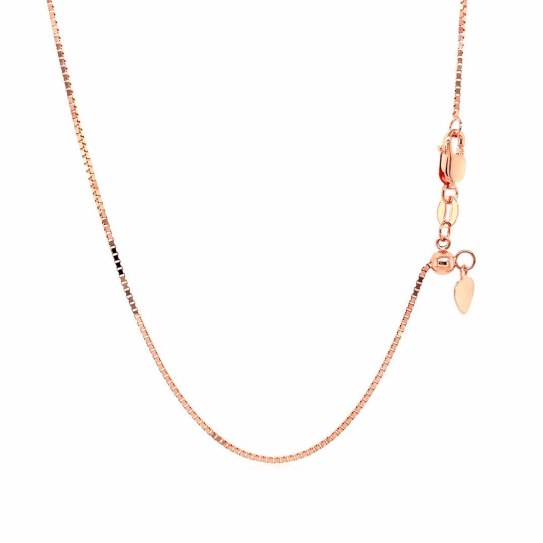 14k Rose Gold Adjustable Box Chain 0.85mm | Richard Cannon Jewelry