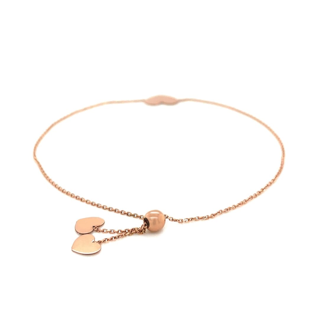 14k Rose Gold Adjustable Heart Bracelet | Richard Cannon Jewelry