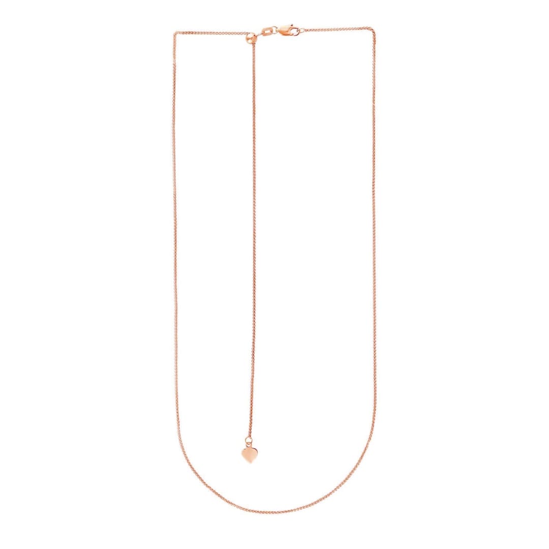 14k Rose Gold Adjustable Wheat Chain (1.00 mm) | Richard Cannon Jewelry