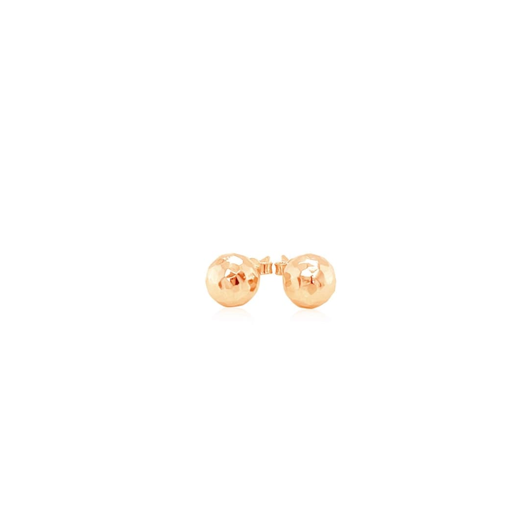 14k Rose Gold Ball Earrings with Faceted Texture | Richard Cannon Jewelry