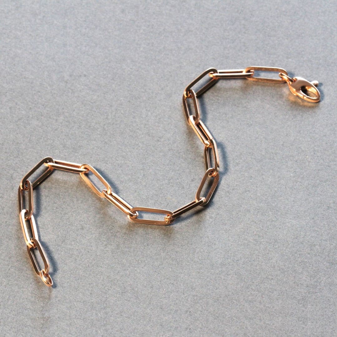 14K Rose Gold Bold Paperclip Chain Bracelet | Richard Cannon Jewelry