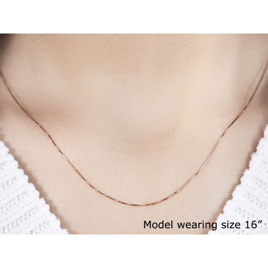 14k Rose Gold Classic Box Chain 0.45mm | Richard Cannon Jewelry