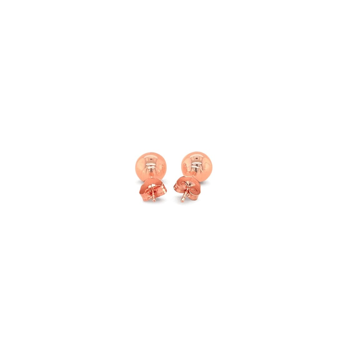 14k Rose Gold Classic Round Shape Stud Earrings (6.0 mm) | Richard Cannon Jewelry