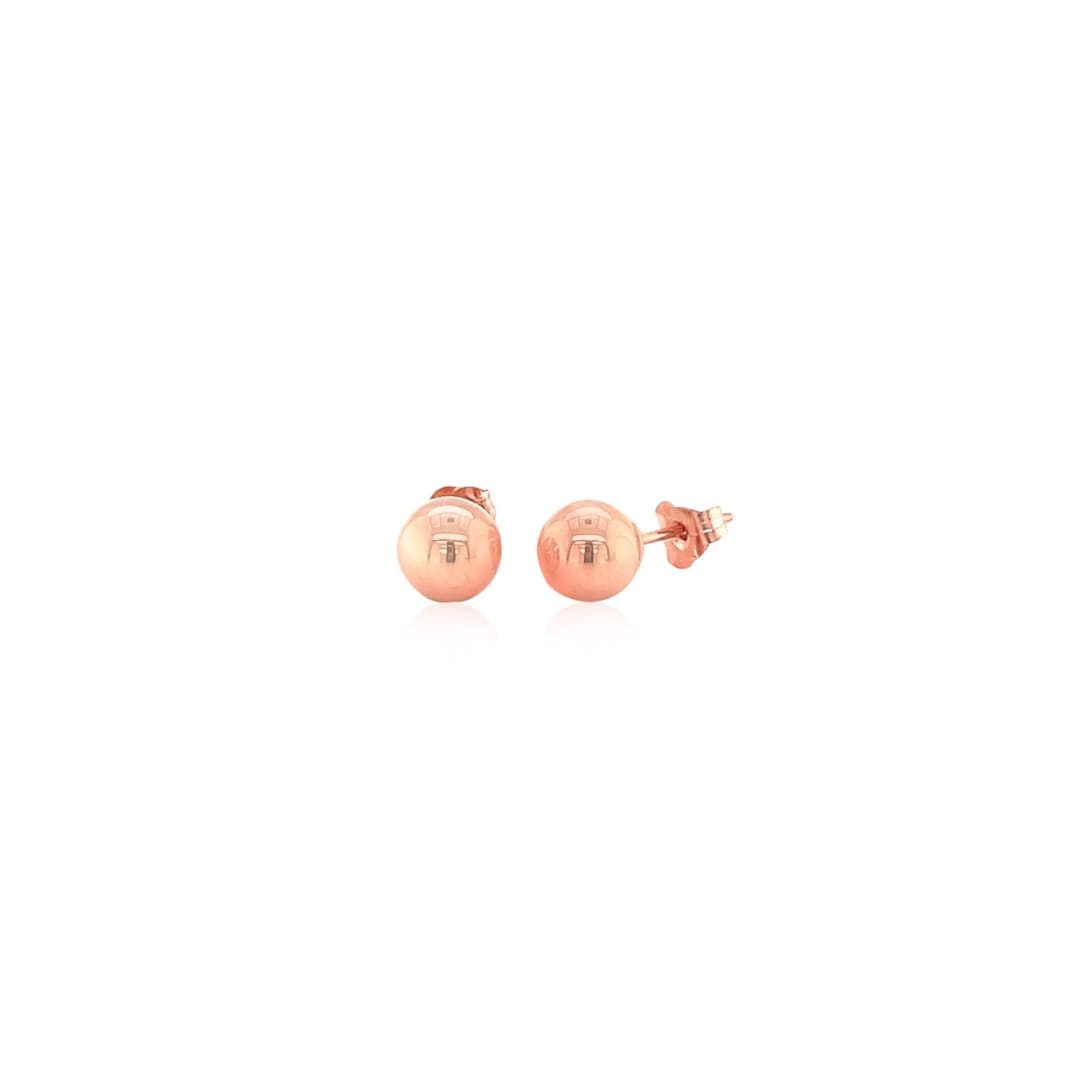 14k Rose Gold Classic Round Shape Stud Earrings (6.0 mm) | Richard Cannon Jewelry