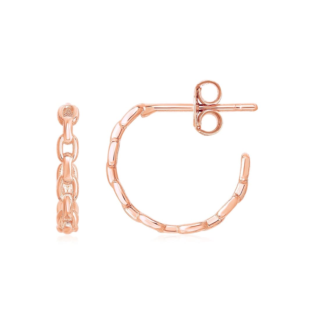 14k Rose Gold Delicate Chain Hoop Earrings | Richard Cannon Jewelry