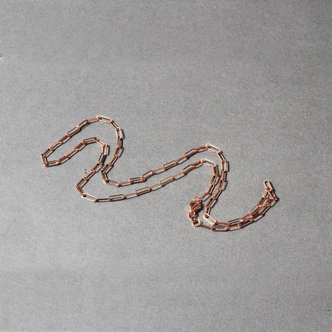 14K Rose Gold Delicate Paperclip Chain (2.1mm) | Richard Cannon Jewelry