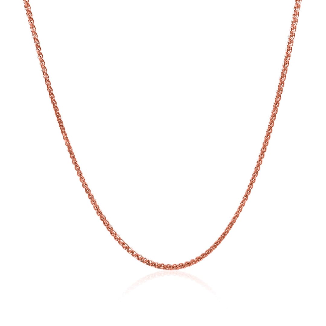 14k Rose Gold Diamond Cut Round Wheat Chain 1.1mm | Richard Cannon Jewelry