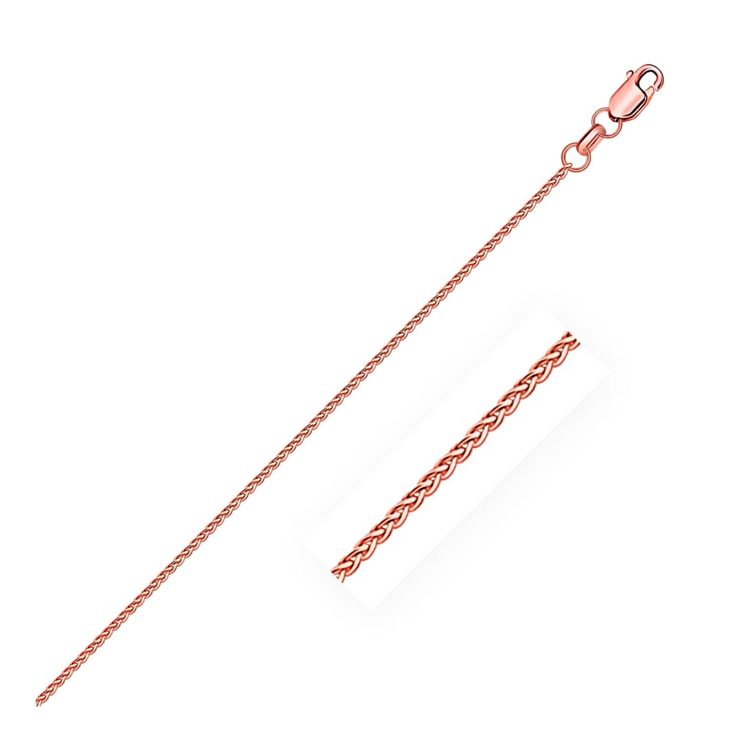 14k Rose Gold Diamond Cut Round Wheat Chain 1.1mm | Richard Cannon Jewelry