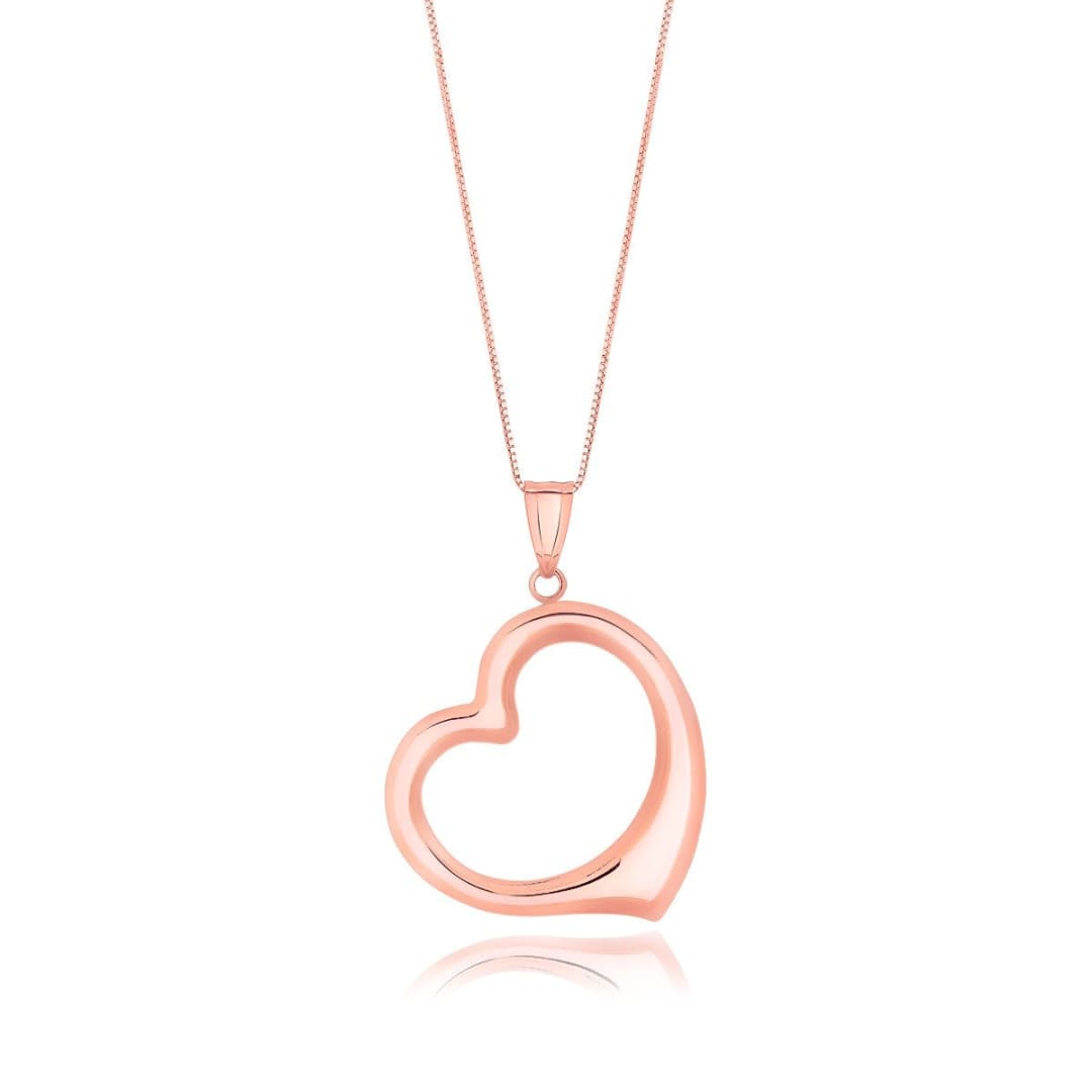 14k Rose Gold Floating Heart Drop Pendant | Richard Cannon Jewelry