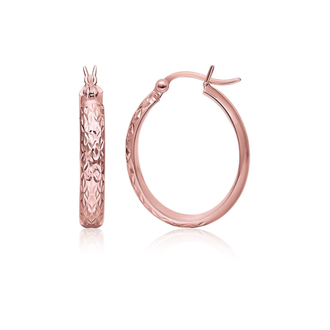 14k Rose Gold Hammered Oval Hoop Earrings | Richard Cannon Jewelry