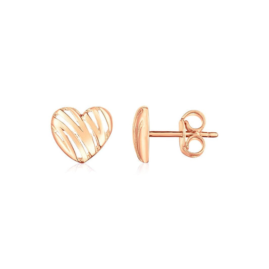 14K Rose Gold High Polish Scribble Heart Stud Earrings | Richard Cannon Jewelry