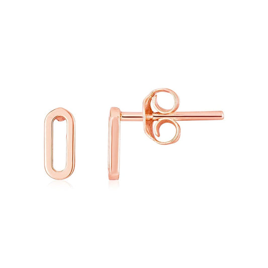14k Rose Gold Paperclip Link Stud Earrings | Richard Cannon Jewelry