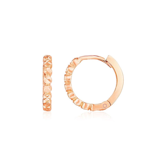 14k Rose Gold Petite Textured Round Hoop Earrings | Richard Cannon Jewelry