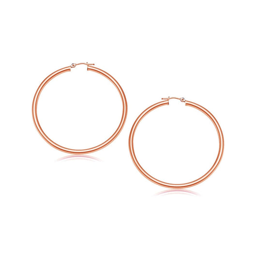 14k Rose Gold Polished Hoop Earrings (25 mm) | Richard Cannon Jewelry