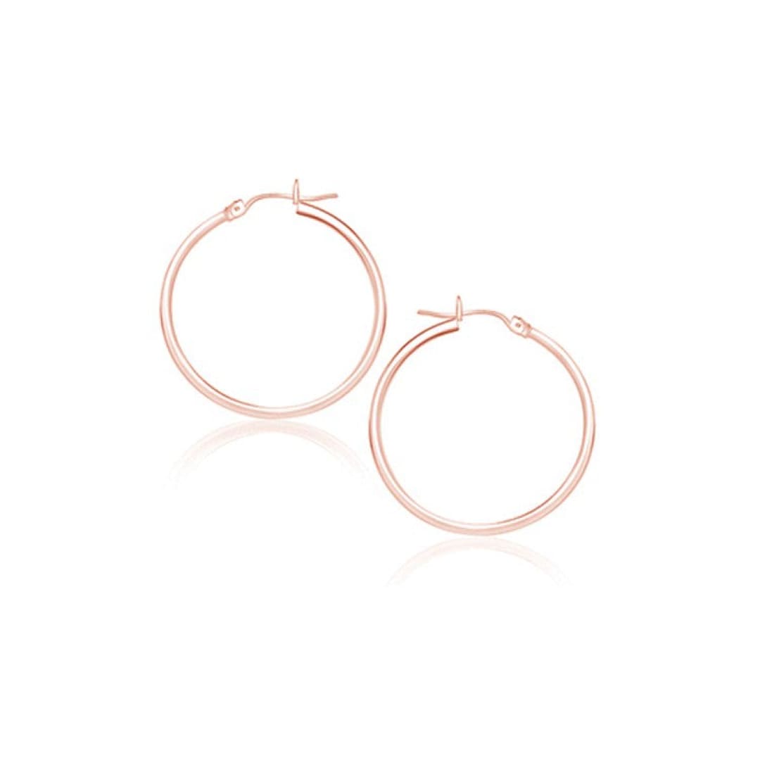 14k Rose Gold Polished Hoop Earrings (25 mm) | Richard Cannon Jewelry