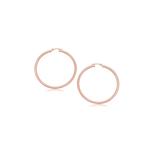 14k Rose Gold Polished Hoop Earrings (3x15mm) | Richard Cannon Jewelry