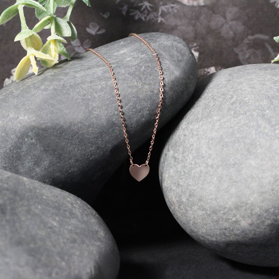 14k Rose Gold Polished Mini Heart Necklace | Richard Cannon Jewelry