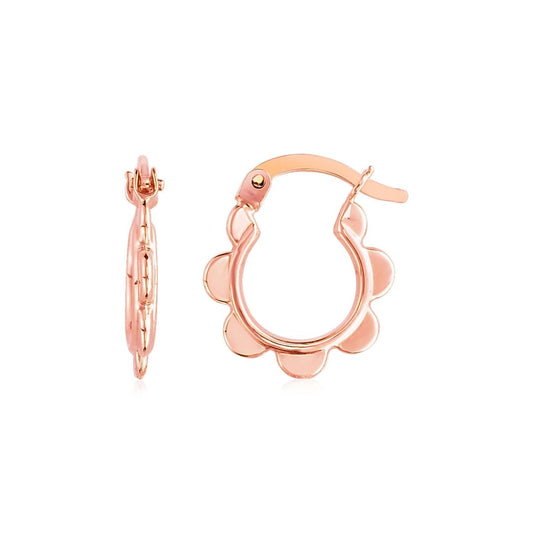 14k Rose Gold Scalloped Hoop Earrings | Richard Cannon Jewelry