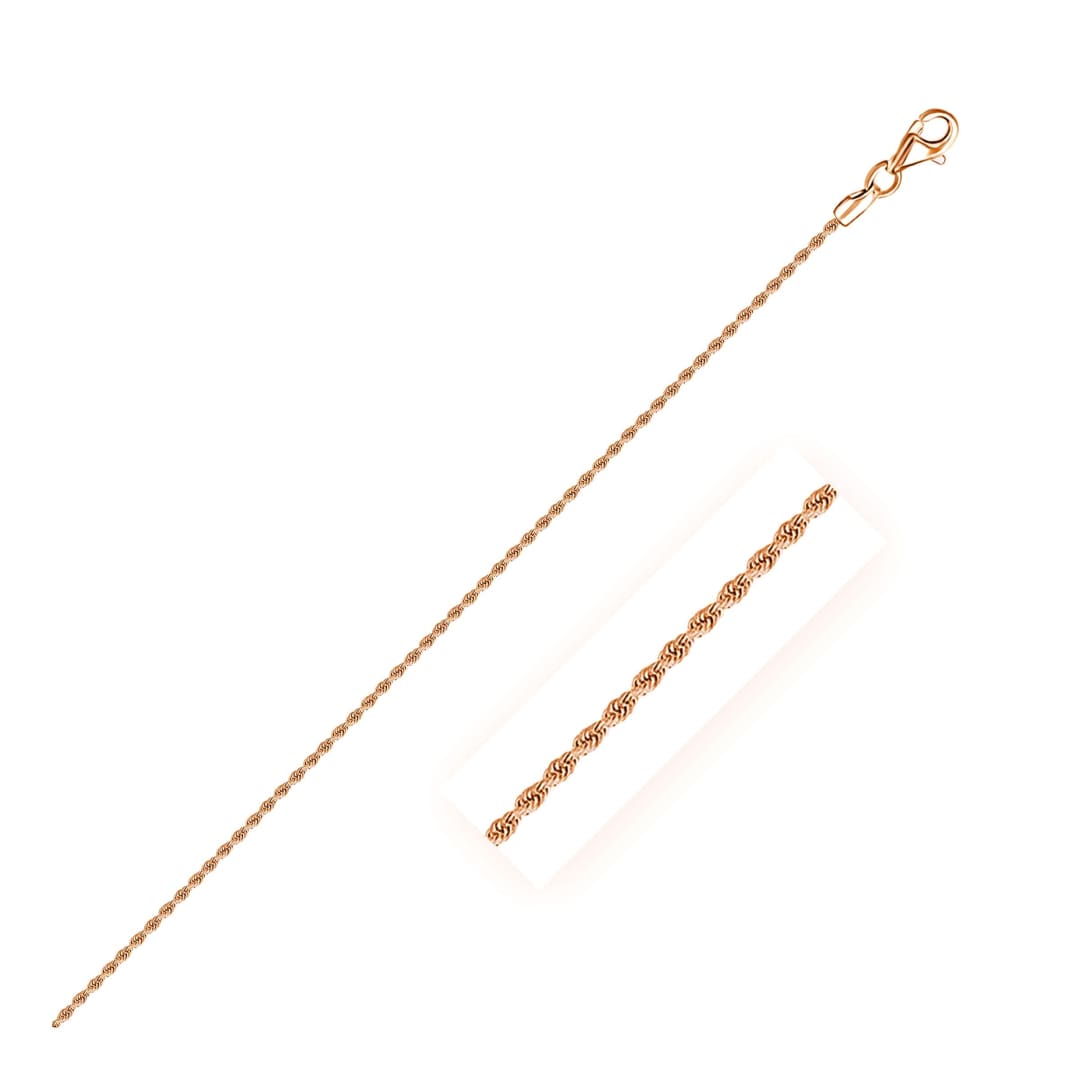 14k Rose Gold Solid Diamond Cut Rope Chain 1.5mm | Richard Cannon Jewelry