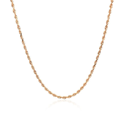 14k Rose Gold Solid Diamond Cut Rope Chain 1.5mm | Richard Cannon Jewelry