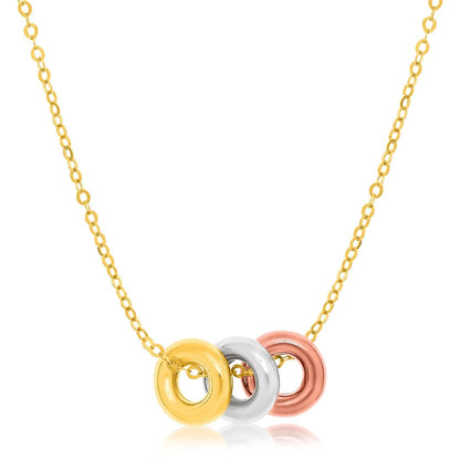 14k Tri-Color Gold Chain Necklace with Three Open Circle Accents | Richard Cannon Jewelry