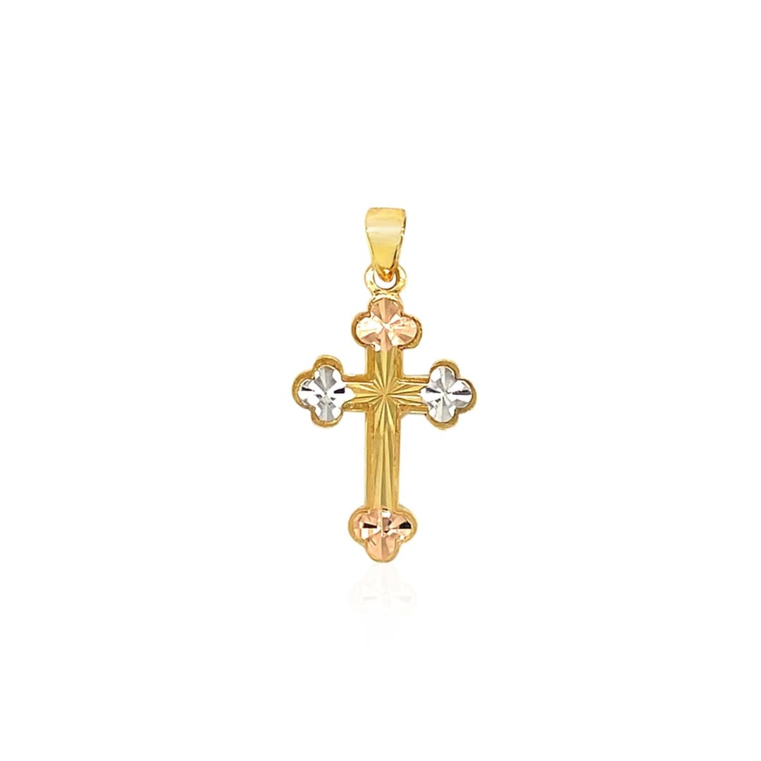 14k Tri Color Gold Cross Pendant | Richard Cannon Jewelry