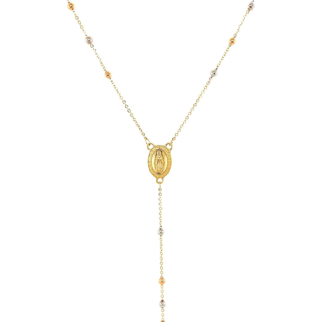 14k Tri Color Gold Lariat Rosary Necklace | Richard Cannon Jewelry