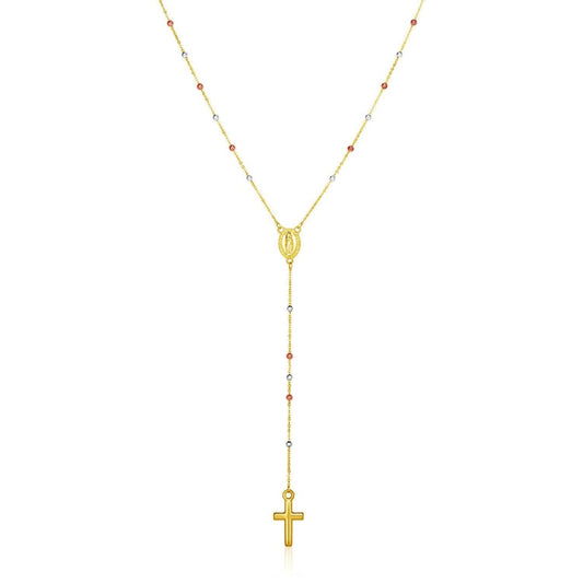 14k Tri Color Gold Lariat Rosary Necklace | Richard Cannon Jewelry
