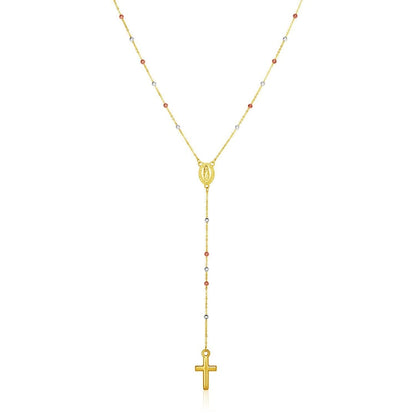 14k Tri Color Gold Lariat Rosary Necklace | Richard Cannon Jewelry