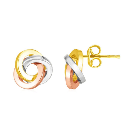 14k Tri Color Gold Love Knot Earrings | Richard Cannon Jewelry