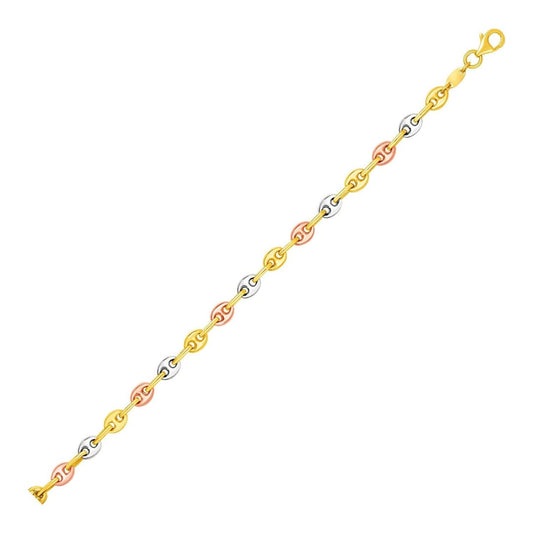 14k Tri Color Gold Mariner Link Anklet | Richard Cannon Jewelry