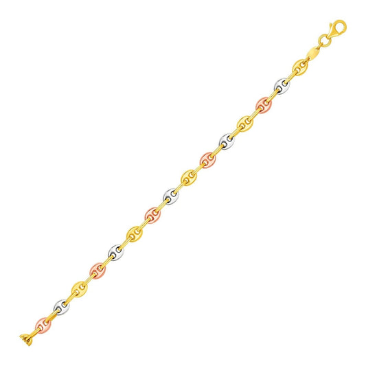 14k Tri Color Gold Mariner Link Bracelet | Richard Cannon Jewelry
