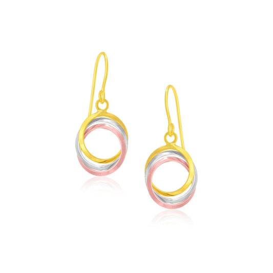 14k Tri-Color Gold Open Entwined Ring Earrings | Richard Cannon Jewelry