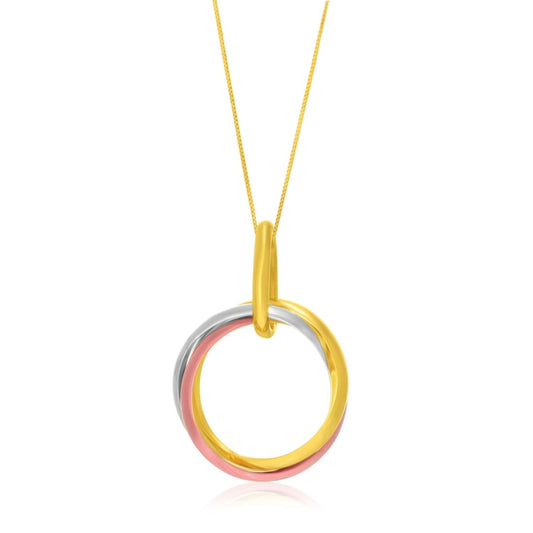 14k Tri-Color Gold Open Interlaced Ring Pendant | Richard Cannon Jewelry