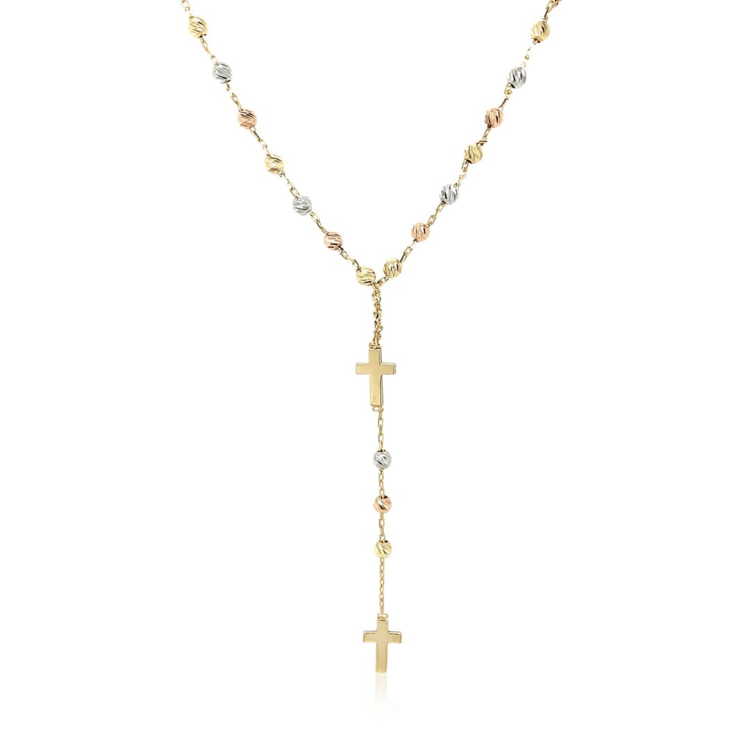 14k Tri-Color Gold Rosary Chain Necklace | Richard Cannon Jewelry