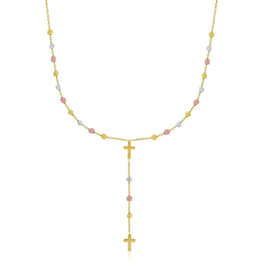 14k Tri-Color Gold Rosary Chain Necklace | Richard Cannon Jewelry