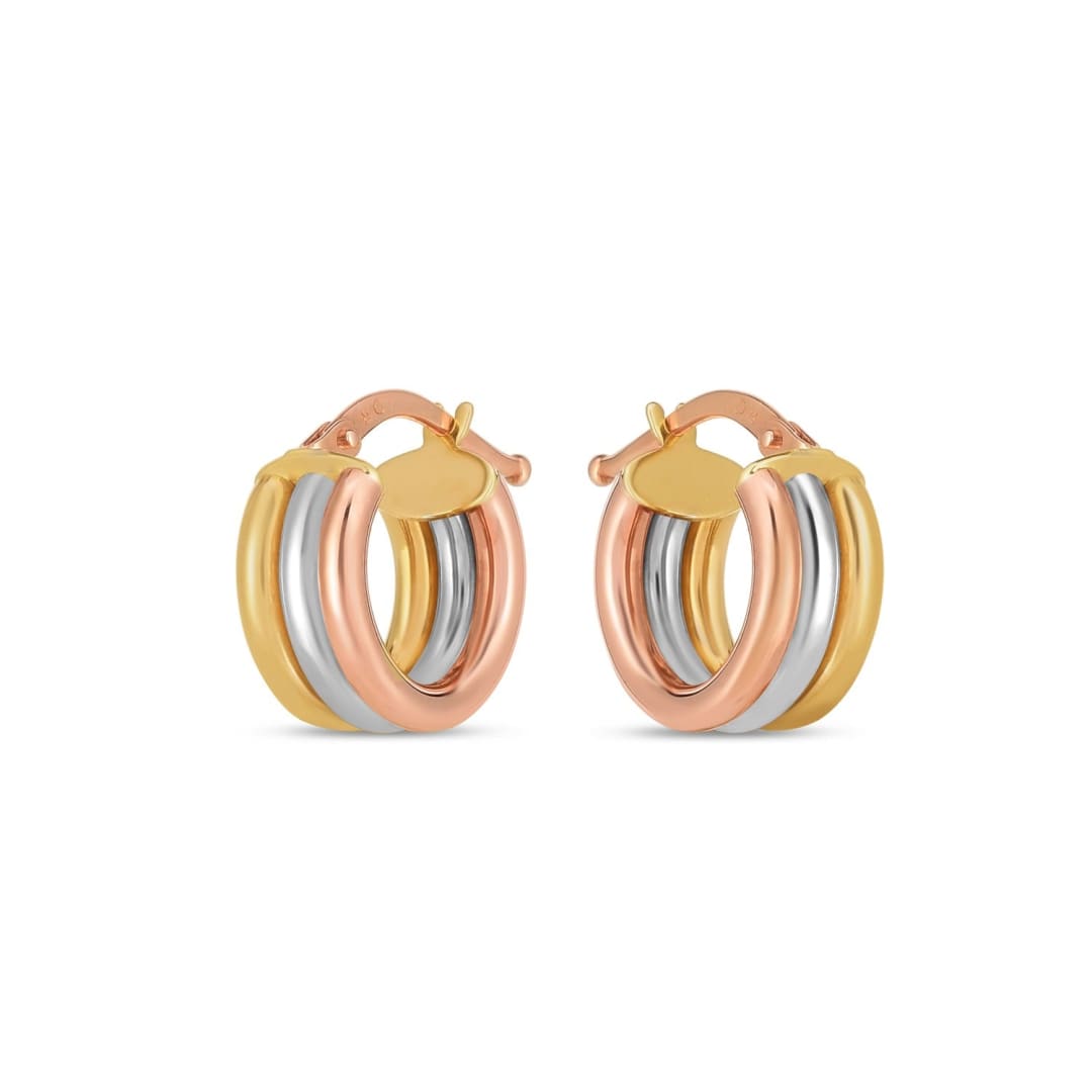 14k Tri Color Gold Trilogy Hoops | Richard Cannon Jewelry