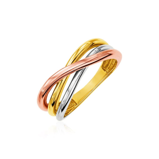 14k Tri Color Gold Twist Style Ring | Richard Cannon Jewelry