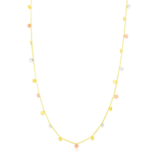 14K Tri Color Necklace with Dangling Circles | Richard Cannon Jewelry