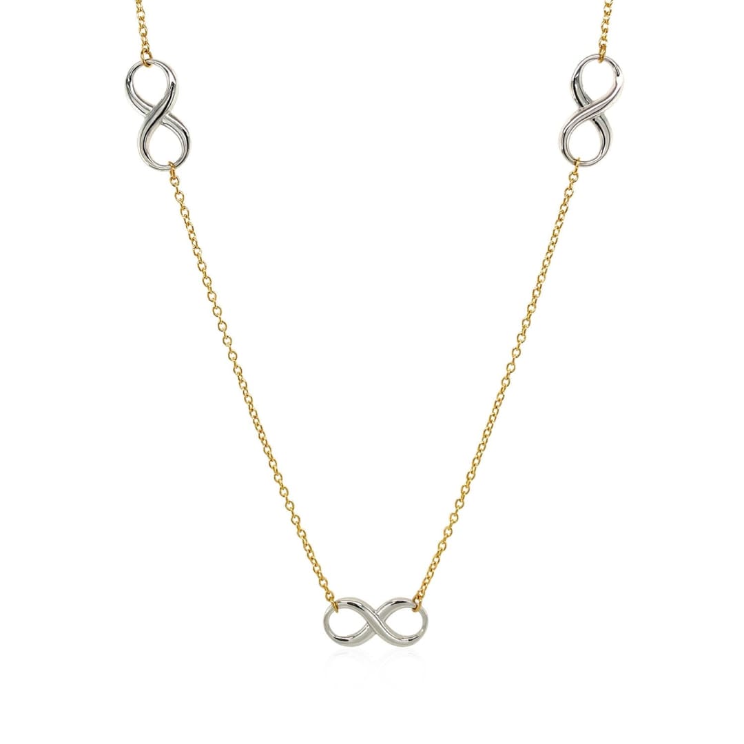 14k Two-Tone Gold Chain Necklace with Polished Infinity Stations | Richard Cannon Jewelry