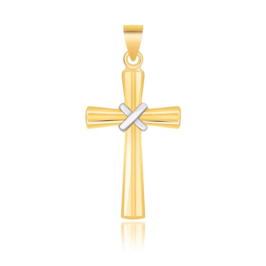 14k Two-Tone Gold Cross Pendant with a Center X Design | Richard Cannon Jewelry