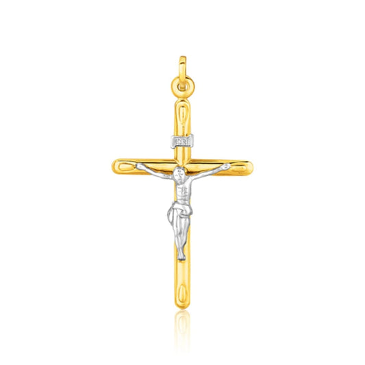 14k Two Tone Gold Cross Pendant | Richard Cannon Jewelry